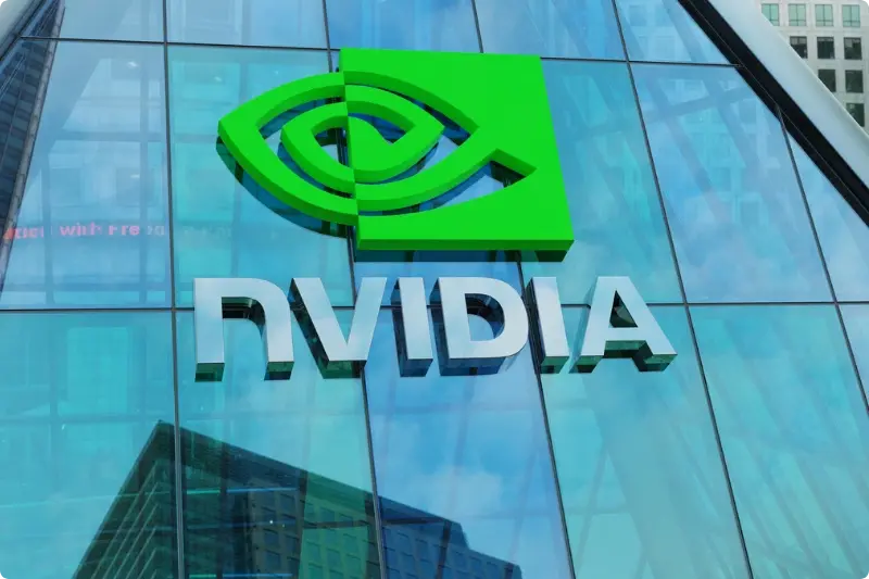 Logo van NVIDIA op gebouw